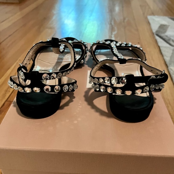 COPY - Miu Miu Crystal Embellished Strappy Flat Sandals Size 36 - Picture 6 of 9